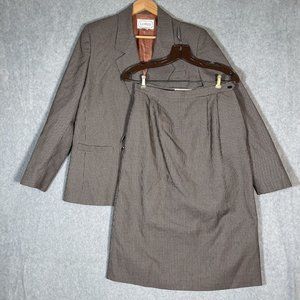 La Vogue Two Piece Suit Set Blazer Womens 10 Black Brown Hound tooth